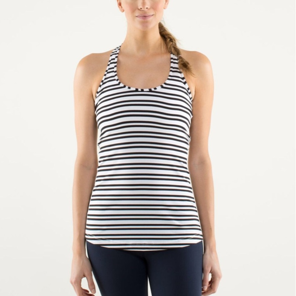 Lululemon Cool Racerback Twin Stripe Black & White 4